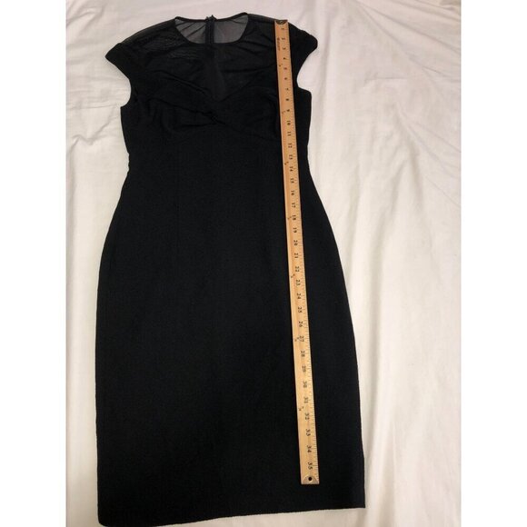David Meister Little Black Dress Size 4 Sheer Top Short Sleeve Chic Classic USA - Picture 9 of 12